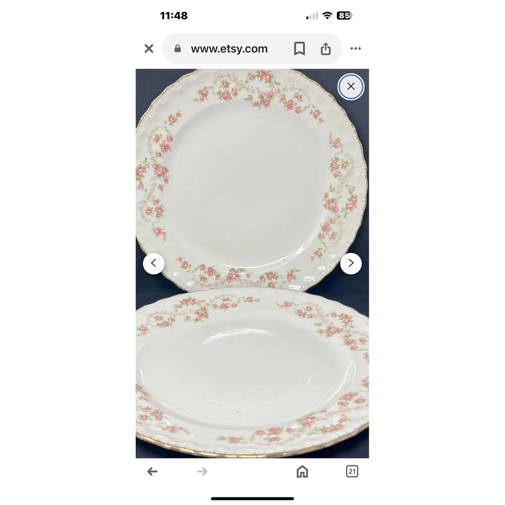 Vintage China Florence Dinner Plate 10" By Pope Gosser (8 Pieces) 1970's